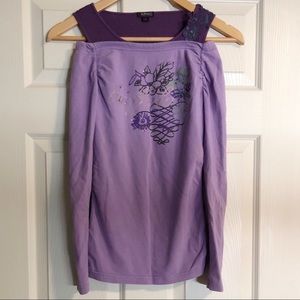 Buffalo David Bitton Purple Off-Shoulder Top L